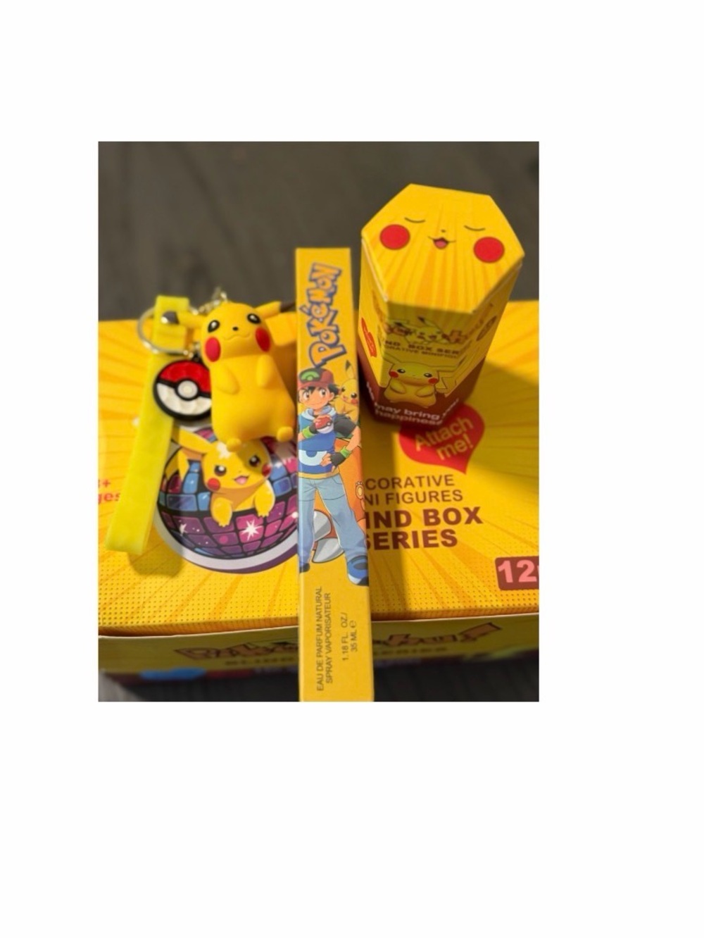 Pokemon Pikachu Yellow Keychain and Decorative Box Set